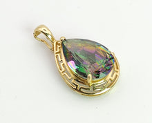 Load image into Gallery viewer, 1158: Vintage: 14ct Gold - Pear Cut Caribbean Topaz Pendant- Lush