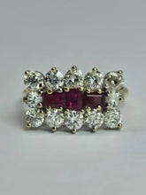 Cargar imagen en el visor de la galería, 1670: Vintage: 18ct Gold Rubies Diamonds Cocktail Ring- Exceptional