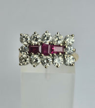 Cargar imagen en el visor de la galería, 1670: Vintage: 18ct Gold Rubies Diamonds Cocktail Ring- Exceptional