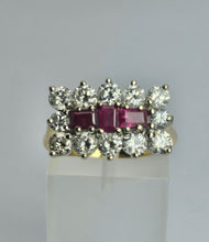 Cargar imagen en el visor de la galería, 1670: Vintage: 18ct Gold Rubies Diamonds Cocktail Ring- Exceptional