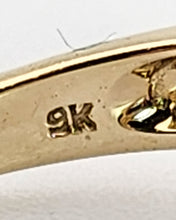 Cargar imagen en el visor de la galería, 1465: Vintage: 9ct Gold Oval Purple Amethyst 16 Diamonds Dress Ring- FAB