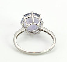 Cargar imagen en el visor de la galería, 1478: Vintage: 9ct White Gold Round Cut Quartz 12 Diamonds Dress/Stacker Ring- lovely cut
