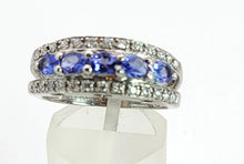 Load image into Gallery viewer, 1352: Vintage: 18ct Gold Vivid Tanzanites 26 Diamonds Dress Ring- exquisite, crisp, sparkling