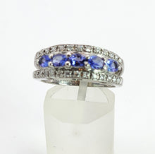 Load image into Gallery viewer, 1352: Vintage: 18ct Gold Vivid Tanzanites 26 Diamonds Dress Ring- exquisite, crisp, sparkling