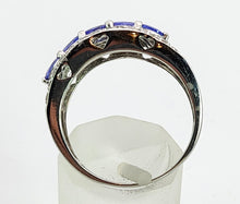Load image into Gallery viewer, 1352: Vintage: 18ct Gold Vivid Tanzanites 26 Diamonds Dress Ring- exquisite, crisp, sparkling