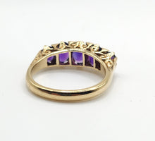 Cargar imagen en el visor de la galería, 1588: Vintage: 9ct Gold 5 Rich Purple Amethysts Ring- From 1979
