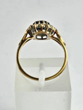 Load image into Gallery viewer, 1744: Vintage: 9ct Gold Blue Sapphire 14 Diamonds Diana Cluster Ring- From 1982