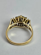 Cargar imagen en el visor de la galería, 1377: Vintage: 9ct Gold Blue Sapphires Diamonds Flowerhead Ring- From 1975