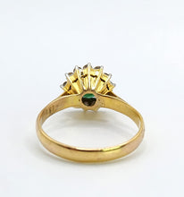 Load image into Gallery viewer, 1714 Vintage: 18ct Gold Emerald Diamonds Flowerhead Ring