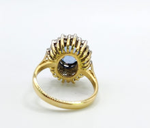 Load image into Gallery viewer, 9094 : Vintage: Exceptional 18ct Gold Ceylon Blue Sapphire Diamonds Diana Cluster Ring- From 1982