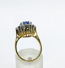 Load image into Gallery viewer, 9094 : Vintage: Exceptional 18ct Gold Ceylon Blue Sapphire Diamonds Diana Cluster Ring- From 1982