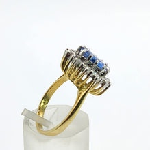 Load image into Gallery viewer, 9094 : Vintage: Exceptional 18ct Gold Ceylon Blue Sapphire Diamonds Diana Cluster Ring- From 1982