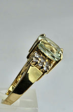 Load image into Gallery viewer, 1522: Vintage: 9ct Gold Large Cushion Cut Mint Green Amethyst Tanzanites Cocktail Ring- exceptional