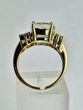 Load image into Gallery viewer, 1522: Vintage: 9ct Gold Large Cushion Cut Mint Green Amethyst Tanzanites Cocktail Ring- exceptional