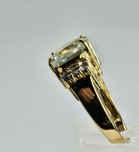 Load image into Gallery viewer, 1522: Vintage: 9ct Gold Large Cushion Cut Mint Green Amethyst Tanzanites Cocktail Ring- exceptional