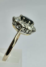 Load image into Gallery viewer, 1677: Vintage; 18ct White Gold French Blue Sapphire Diamonds (1.2ct) Diana Cluster Ring.