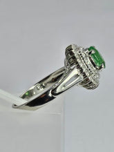 Load image into Gallery viewer, 1799: Vintage: Platinum Emerald Diamonds Flower Cluster Ring- something very special.