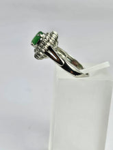 Load image into Gallery viewer, 1799: Vintage: Platinum Emerald Diamonds Flower Cluster Ring- something very special.