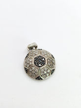 Load image into Gallery viewer, 1629: Vintage: 9ct White Gold Black & White Diamonds Football Pendant- back of the net!