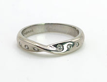 Load image into Gallery viewer, 1653:   Vintage: Platinum 6 Diamonds Stacker Band Ring- pristine and sparkling
