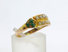 Load image into Gallery viewer, 0365: Vintage; 9ct Gold Turquoise Seed Pearls  Tiered Ring- From 1948