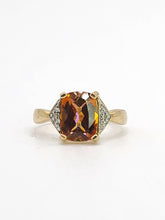 Load image into Gallery viewer, 1547: Vintage: 9ct Gold Mystic Topaz Diamonds Ring - lovely colours