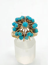 Load image into Gallery viewer, 1848: Vintage; 14ct Gold 19 Turquoise Domed Statement Ring- superb
