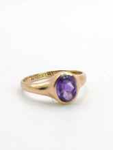 Load image into Gallery viewer, 0871: Antique: 9ct Gold Lilac Amethyst Signet Ring- From 1911