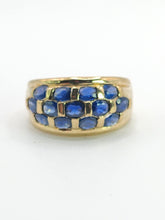 Load image into Gallery viewer, 1774: Vintage: 9ct Gold Cornflower Blue Sapphires Cocktail "Bombe" Ring- FAB