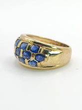 Load image into Gallery viewer, 1774: Vintage: 9ct Gold Cornflower Blue Sapphires Cocktail "Bombe" Ring- FAB