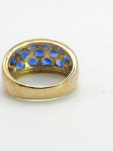 Load image into Gallery viewer, 1774: Vintage: 9ct Gold Cornflower Blue Sapphires Cocktail "Bombe" Ring- FAB
