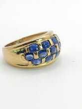 Load image into Gallery viewer, 1774: Vintage: 9ct Gold Cornflower Blue Sapphires Cocktail "Bombe" Ring- FAB