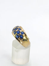 Load image into Gallery viewer, 1774: Vintage: 9ct Gold Cornflower Blue Sapphires Cocktail "Bombe" Ring- FAB