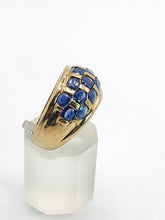 Load image into Gallery viewer, 1774: Vintage: 9ct Gold Cornflower Blue Sapphires Cocktail "Bombe" Ring- FAB