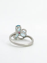 Load image into Gallery viewer, 1775: Vintage: 9ct White Gold Topaz Ruby Eclectic Dress Ring- totally captivating