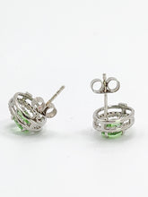 Load image into Gallery viewer, 1453: Vintage: 18ct White Gold Peridot 52 Diamonds Stud Earrings- lovely sparkle