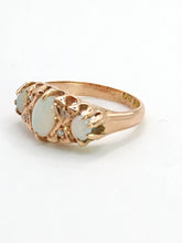 Load image into Gallery viewer, 1756: Antique: 9ct Rose Gold Vivid White Opals Diamonds Boat Ring- From 1912