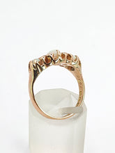 Load image into Gallery viewer, 1756: Antique: 9ct Rose Gold Vivid White Opals Diamonds Boat Ring- From 1912