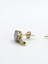 Load image into Gallery viewer, 1688: Vintage; 9ct Gold Caribbean Topaz Diamonds Stud Earrings- fabulous colours,