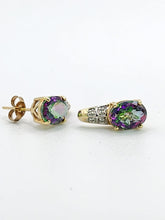 Load image into Gallery viewer, 1688: Vintage; 9ct Gold Caribbean Topaz Diamonds Stud Earrings- fabulous colours,