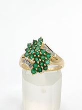 Load image into Gallery viewer, 1789: Vintage: 9ct Gold Emeralds Diamonds Cocktail Ring- Thrilling