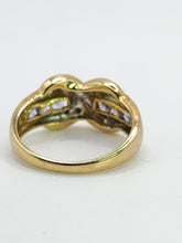 Load image into Gallery viewer, 1841: Vintage: 9ct Gold Tanzanites Diamonds Crossover Cocktail Ring- sparkling symmetry