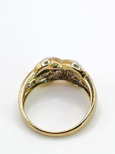 Load image into Gallery viewer, 1841: Vintage: 9ct Gold Tanzanites Diamonds Crossover Cocktail Ring- sparkling symmetry