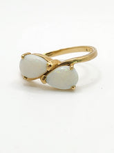 Load image into Gallery viewer, 1852: Vintage; 9ct Gold White Opals Cross-Over Stacker Ring- Symbolic beauty