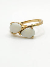 Load image into Gallery viewer, 1852: Vintage; 9ct Gold White Opals Cross-Over Stacker Ring- Symbolic beauty