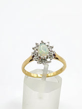Load image into Gallery viewer, 1938: Vintage: 18ct Gold White Opal 12 Diamonds (0.36ct) Halo Ring- Lovely cut and colours
