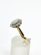 Load image into Gallery viewer, 1938: Vintage: 18ct Gold White Opal 12 Diamonds (0.36ct) Halo Ring- Lovely cut and colours