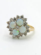 Load image into Gallery viewer, 1940: Vintage: 18ct Gold White Opals Diamonds (0.85ct) Cocktail Ring- Sensational