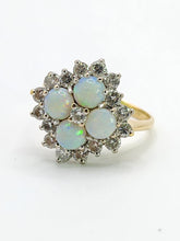 Load image into Gallery viewer, 1940: Vintage: 18ct Gold White Opals Diamonds (0.85ct) Cocktail Ring- Sensational