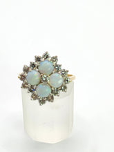 Load image into Gallery viewer, 1940: Vintage: 18ct Gold White Opals Diamonds (0.85ct) Cocktail Ring- Sensational